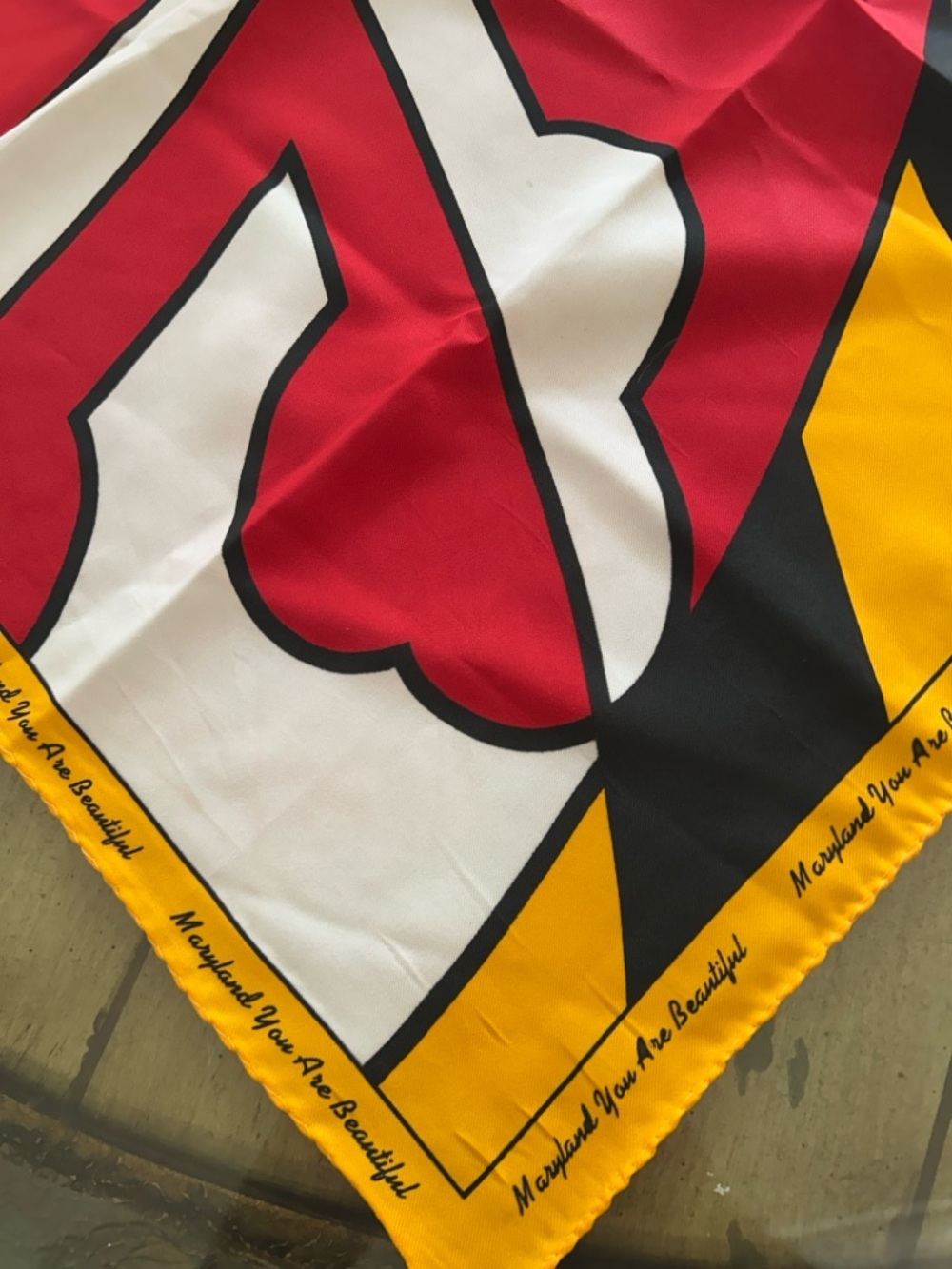 Bold Graphic Red, White, Yellow & Black Silk Scarf Italian 26“ x 26“ - Picture 11 of 11